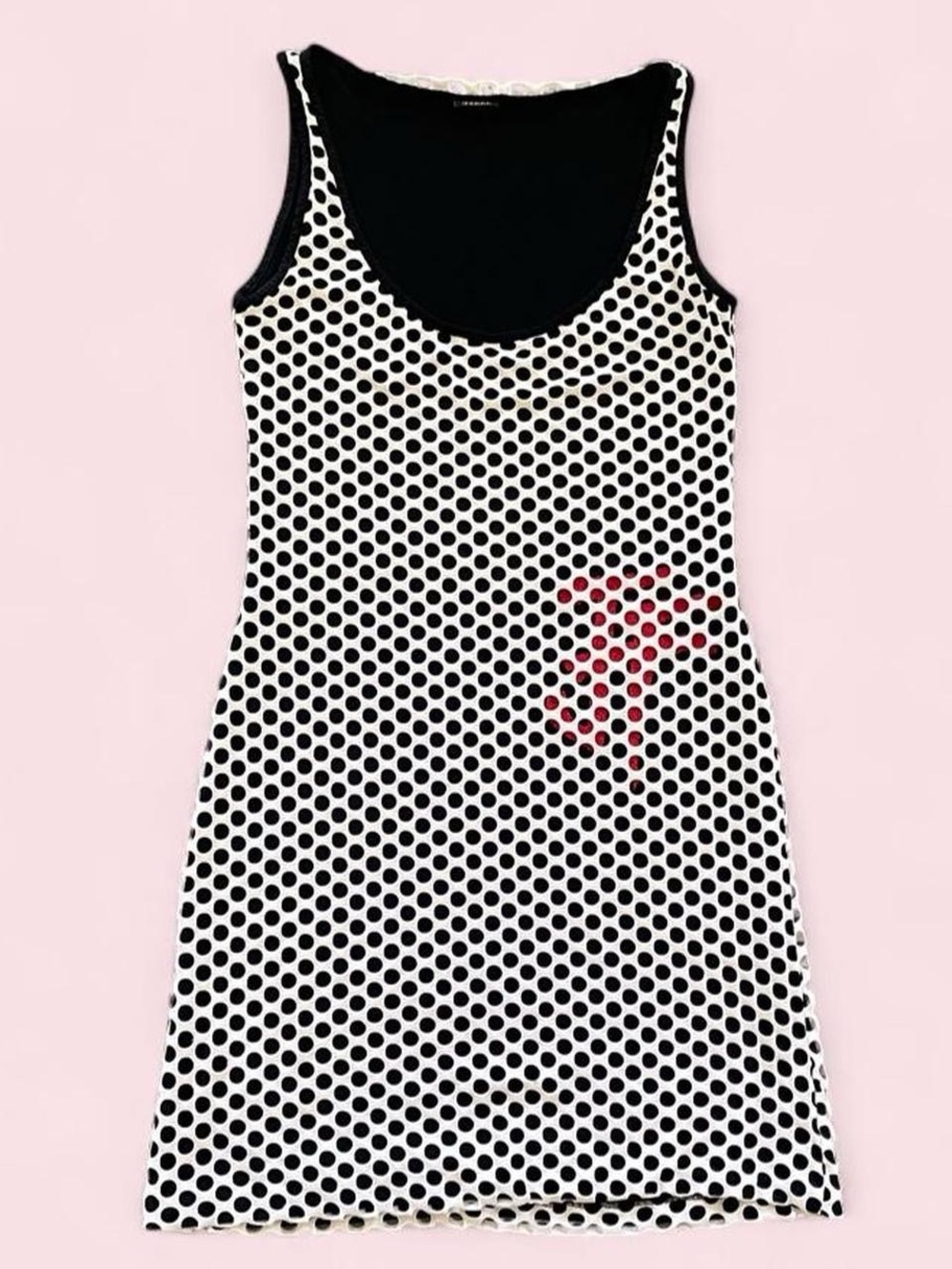 Vintage 1990s GIANFRANCO FERRE black and white fishnet mini dress!